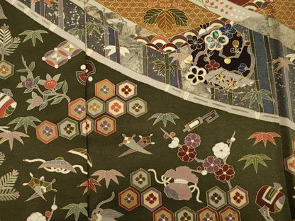 平和屋着物■訪問着　螺鈿　舞蝶花文　宝尽くし　金彩　正絹　逸品　DABI3780ya