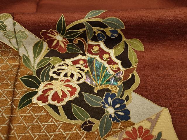 平和屋着物■訪問着　螺鈿　舞蝶花文　宝尽くし　金彩　正絹　逸品　DABI3780ya