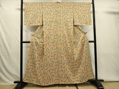 平和屋着物■上質な小紋　菱尽くし　金彩　正絹　逸品　DABI3783ya