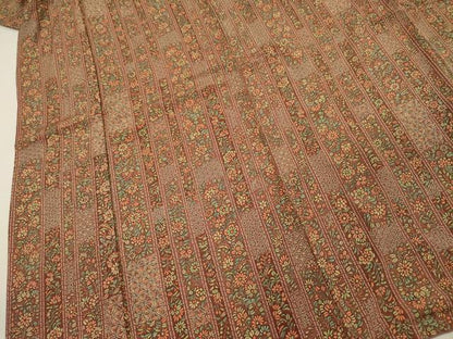 平和屋着物■上質な小紋　草花間道　正絹　逸品　DABI3789ya