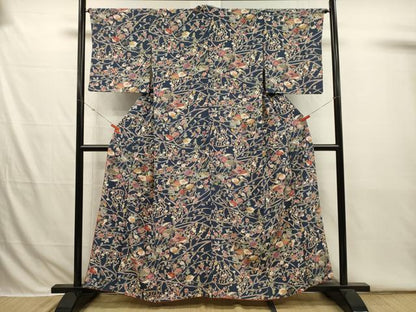 平和屋着物■上質な小紋　枝花文　正絹　逸品　DABI3790ya