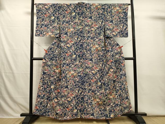 平和屋着物■上質な小紋　枝花文　正絹　逸品　DABI3790ya