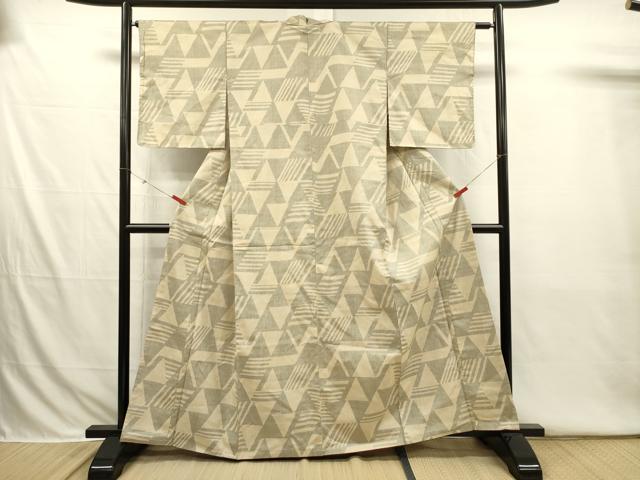 平和屋着物■上質な紬　幾何学文　正絹　逸品　DABI3791ya