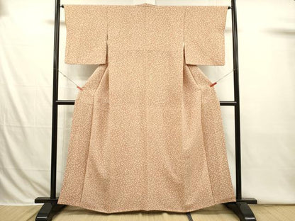 平和屋着物■上質な小紋　枝花文　鬼しぼ縮緬　正絹　逸品　DABI3792ya