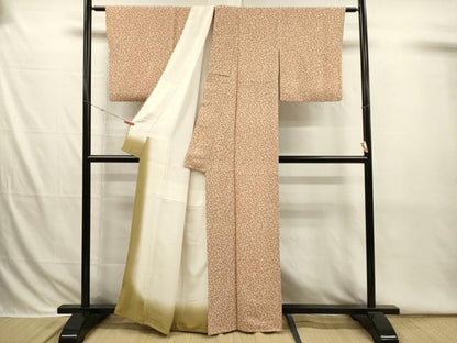 平和屋着物■上質な小紋　枝花文　鬼しぼ縮緬　正絹　逸品　DABI3792ya