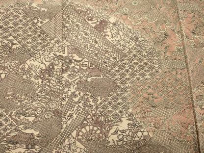 平和屋着物■訪問着　風景花松文　暈し染め　正絹　逸品　DABI3795ya