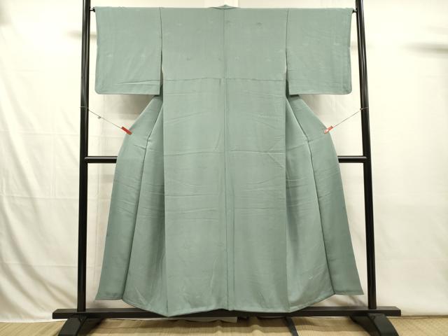平和屋着物■上質な色無地　笹の葉地紋　水浅葱色　正絹　逸品　DABI3801ya