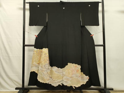 平和屋着物■豪華黒留袖　駒刺繍　檜扇花鼓文　宝尽くし　金彩　正絹　逸品　DABI3802ya
