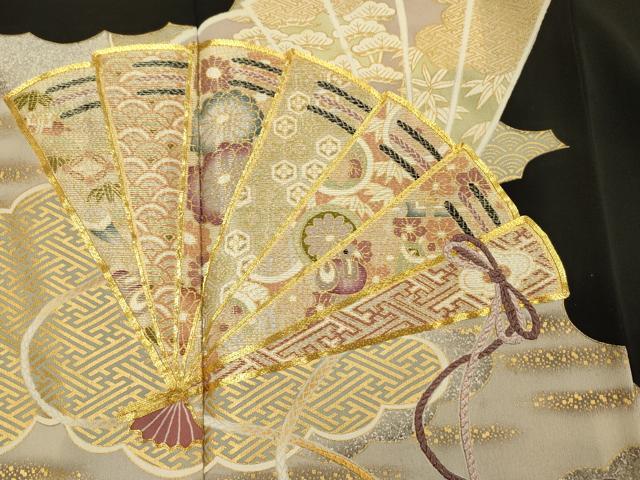 平和屋着物■豪華黒留袖　駒刺繍　檜扇花鼓文　宝尽くし　金彩　正絹　逸品　DABI3802ya