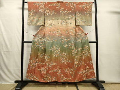 平和屋着物■訪問着　舞花文　舞桜　暈し染め　金彩　正絹　逸品　DABI3809ya