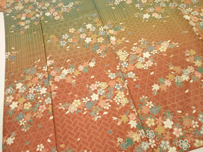平和屋着物■訪問着　舞花文　舞桜　暈し染め　金彩　正絹　逸品　DABI3809ya