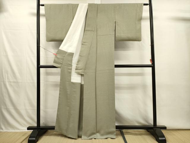 平和屋着物■上質な色無地　霞地紋　柳染色　正絹　逸品　DABI3813ya
