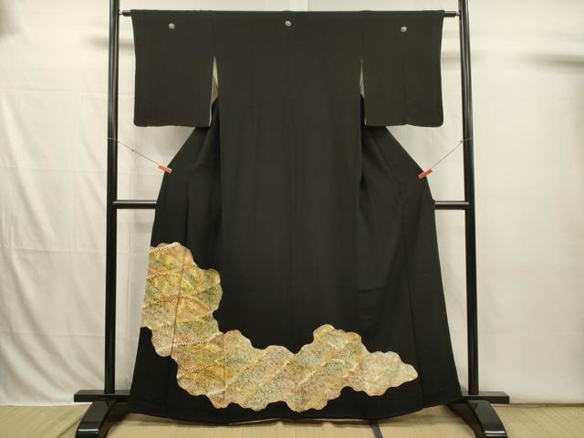 平和屋着物■豪華黒留袖　駒刺繍　立波文　金彩　正絹　逸品　DABI3815ya