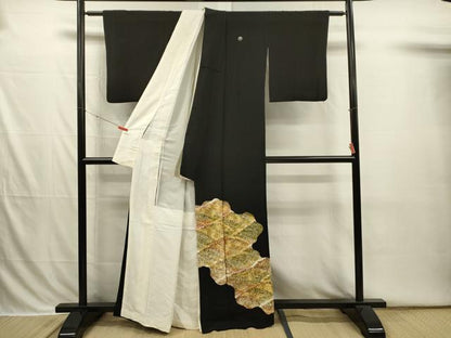 平和屋着物■豪華黒留袖　駒刺繍　立波文　金彩　正絹　逸品　DABI3815ya