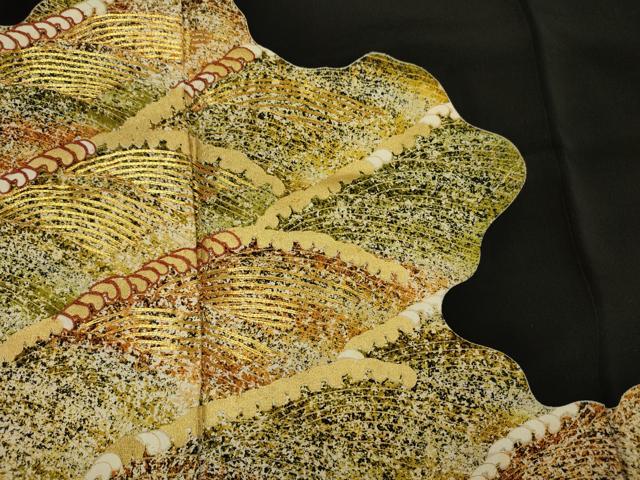 平和屋着物■豪華黒留袖　駒刺繍　立波文　金彩　正絹　逸品　DABI3815ya