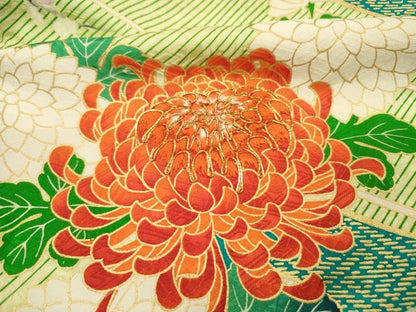 平和屋着物■豪華振袖　駒刺繍　絞り　扇面絵巻花文　乱菊　金彩　正絹　逸品　DABI3816ya