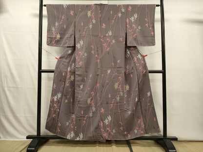 平和屋着物■上質な小紋　枝葉文　金糸　正絹　逸品　DABI3822ya