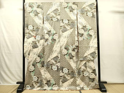 平和屋着物●豪華振袖　草花文　牡丹　金彩　正絹　逸品　DABI3824ya