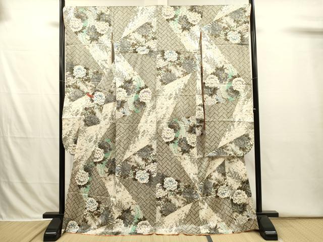 平和屋着物●豪華振袖　草花文　牡丹　金彩　正絹　逸品　DABI3824ya