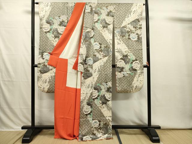 平和屋着物●豪華振袖　草花文　牡丹　金彩　正絹　逸品　DABI3824ya