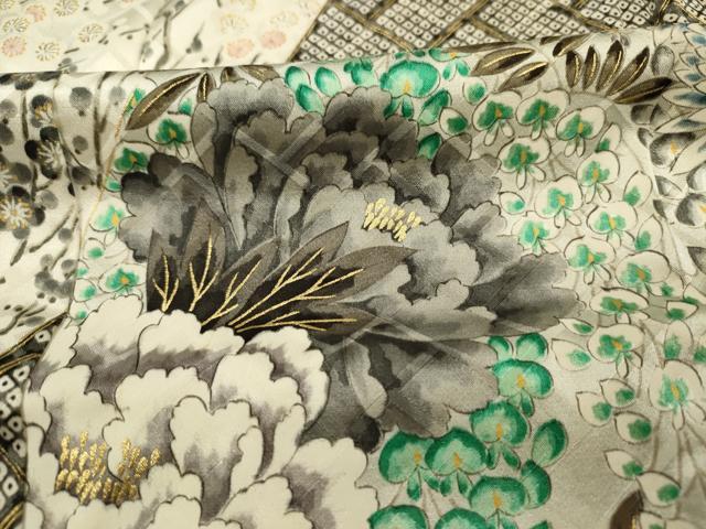 平和屋着物●豪華振袖　草花文　牡丹　金彩　正絹　逸品　DABI3824ya
