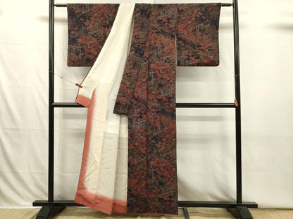 平和屋着物■上質な小紋　風景花文　金彩　鬼しぼ縮緬　正絹　逸品　DABI3825ya