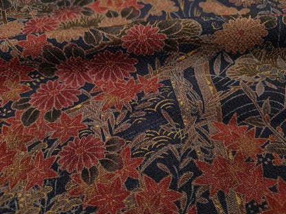 平和屋着物■上質な小紋　風景花文　金彩　鬼しぼ縮緬　正絹　逸品　DABI3825ya