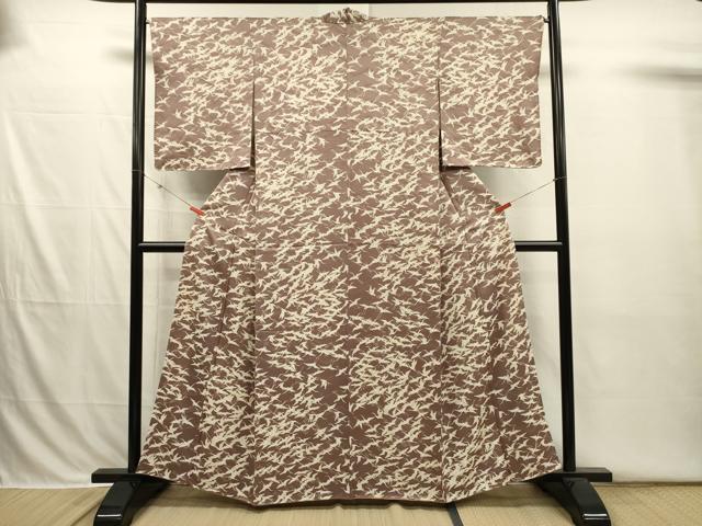平和屋着物■上質な小紋　群鶴　正絹　逸品　DABI3827ya