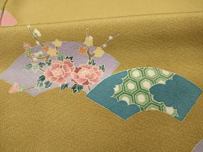 平和屋着物■訪問着　友禅　作家物　地紙花文　正絹　逸品　DABI3829ya