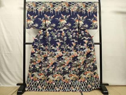 平和屋着物■訪問着　地紙花文　金彩　正絹　逸品　DABI3834ya