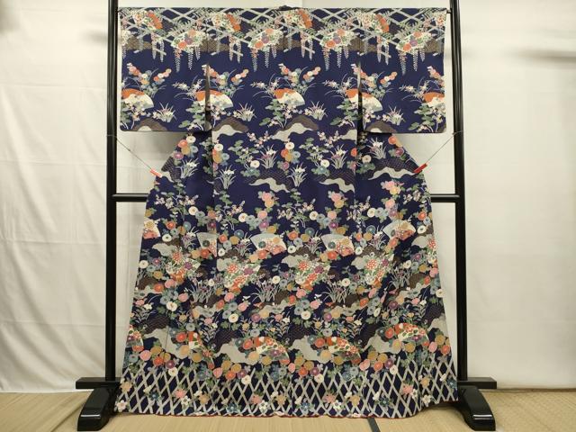 平和屋着物■訪問着　地紙花文　金彩　正絹　逸品　DABI3834ya