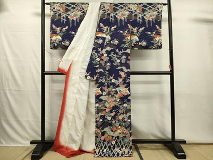 平和屋着物■訪問着　地紙花文　金彩　正絹　逸品　DABI3834ya
