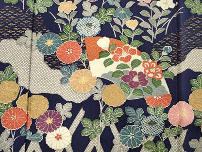 平和屋着物■訪問着　地紙花文　金彩　正絹　逸品　DABI3834ya