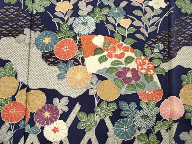 平和屋着物■訪問着　地紙花文　金彩　正絹　逸品　DABI3834ya
