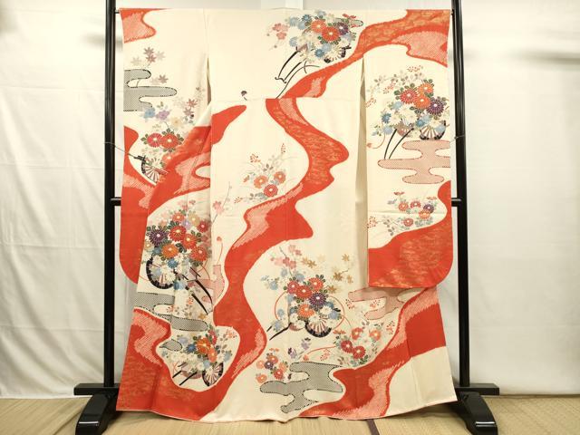 平和屋着物■豪華振袖　駒刺繍　絞り　花車文　枝梅　金彩　高島屋扱い　正絹　逸品　DABI3836ya