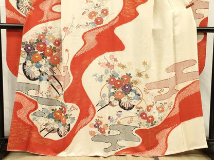 平和屋着物■豪華振袖　駒刺繍　絞り　花車文　枝梅　金彩　高島屋扱い　正絹　逸品　DABI3836ya