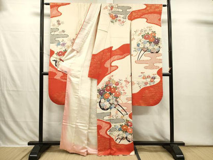 平和屋着物■豪華振袖　駒刺繍　絞り　花車文　枝梅　金彩　高島屋扱い　正絹　逸品　DABI3836ya