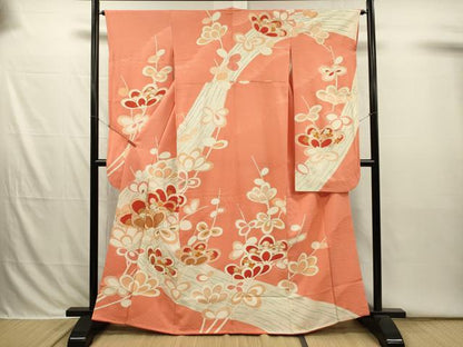 平和屋着物■豪華振袖　駒刺繍　枝花文　金彩　正絹　逸品　DABI3840ya