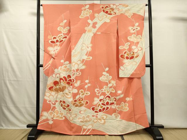 平和屋着物■豪華振袖　駒刺繍　枝花文　金彩　正絹　逸品　DABI3840ya