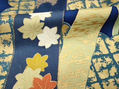 平和屋着物■豪華振袖　駒刺繍　笹竹花文　金彩　高島屋扱い　正絹　逸品　DABI3843ya