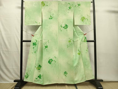 平和屋着物■上質な小紋　地紋起こし　更紗花唐草文　暈し染め　正絹　逸品　DABI3844ya