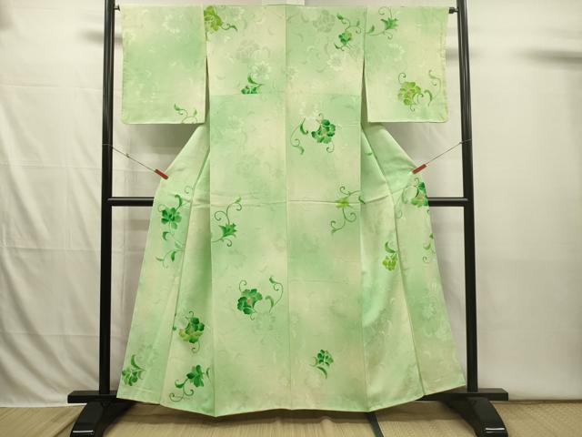 平和屋着物■上質な小紋　地紋起こし　更紗花唐草文　暈し染め　正絹　逸品　DABI3844ya