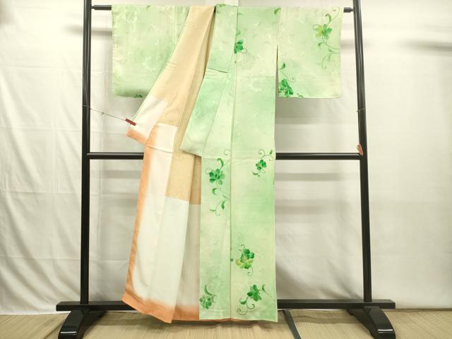 平和屋着物■上質な小紋　地紋起こし　更紗花唐草文　暈し染め　正絹　逸品　DABI3844ya