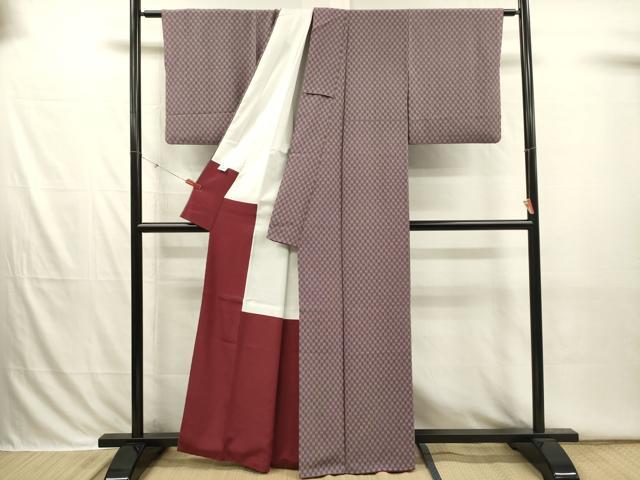 平和屋着物■江戸小紋　変わり格子　正絹　逸品　DABI3847ya