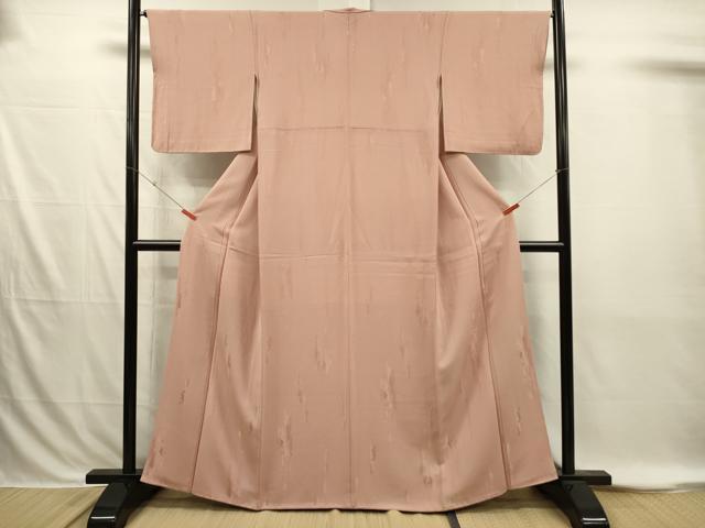 平和屋着物■上質な色無地　抽象地紋　一斤染色　正絹　逸品　DABI3857ya
