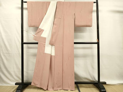 平和屋着物■上質な色無地　抽象地紋　一斤染色　正絹　逸品　DABI3857ya