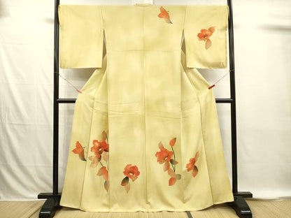 平和屋着物■訪問着　ろうけつ染め　草花文　暈し染め　正絹　逸品　DABI3858ya