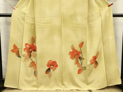 平和屋着物■訪問着　ろうけつ染め　草花文　暈し染め　正絹　逸品　DABI3858ya