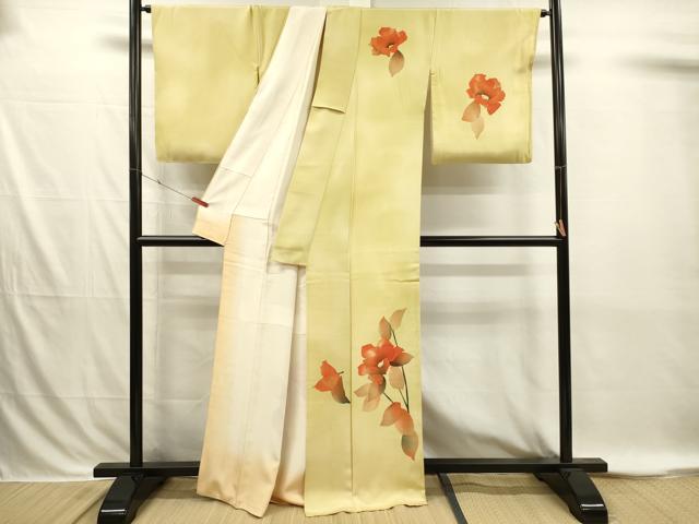 平和屋着物■訪問着　ろうけつ染め　草花文　暈し染め　正絹　逸品　DABI3858ya