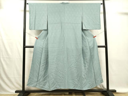 平和屋着物■上質な色無地　霞地紋　千草鼠色　正絹　逸品　DABI3865ya